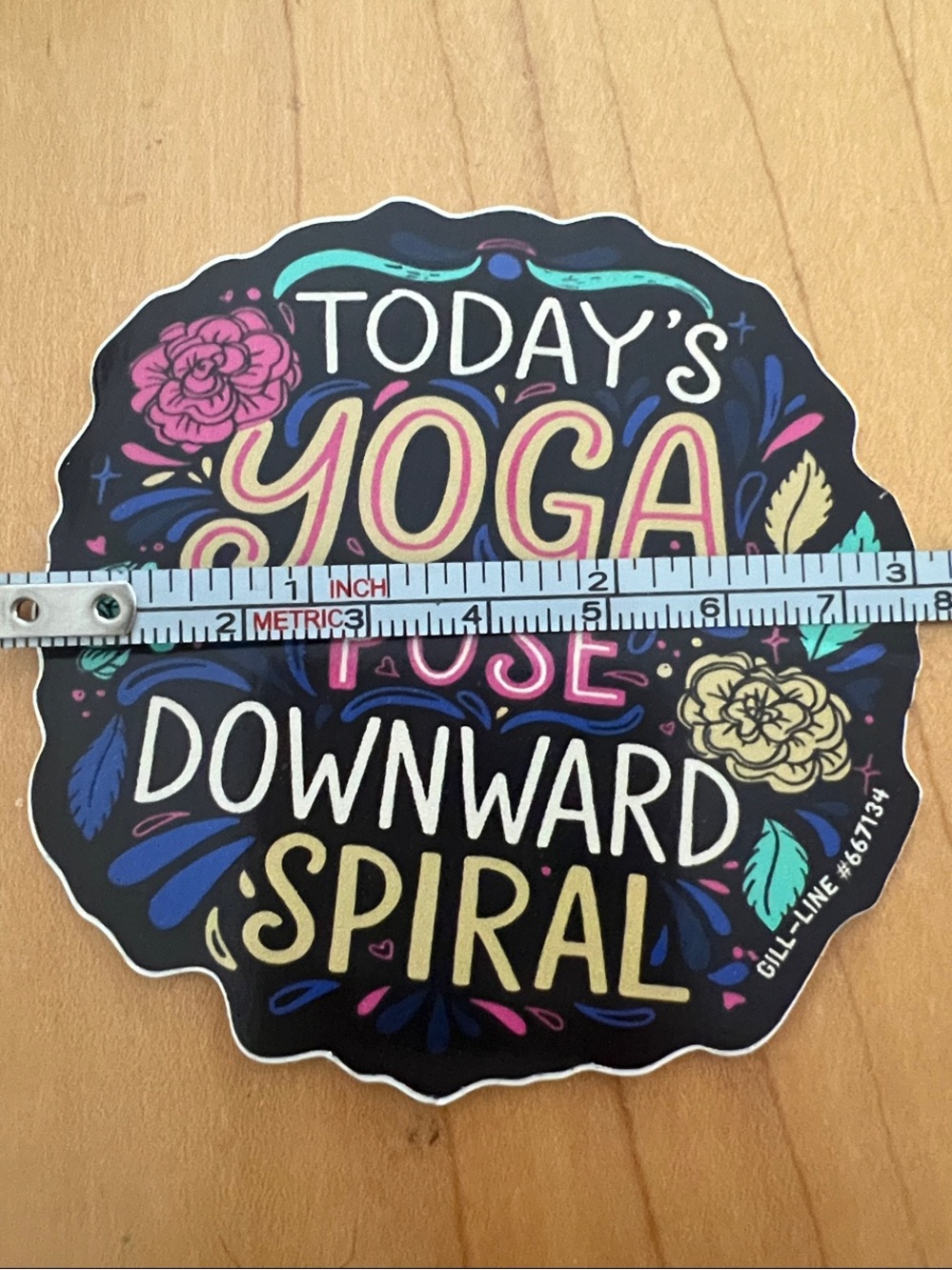 Funny Yoga Sticker — Black Background with Multi-Color Lettering - Picture 2 of 2